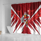 Sydney Swans Australian Football Shower Curtain Muscular Swan Mascot - Bold Team Colors