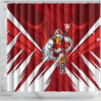 Sydney Swans Australian Football Shower Curtain Muscular Swan Mascot - Bold Team Colors