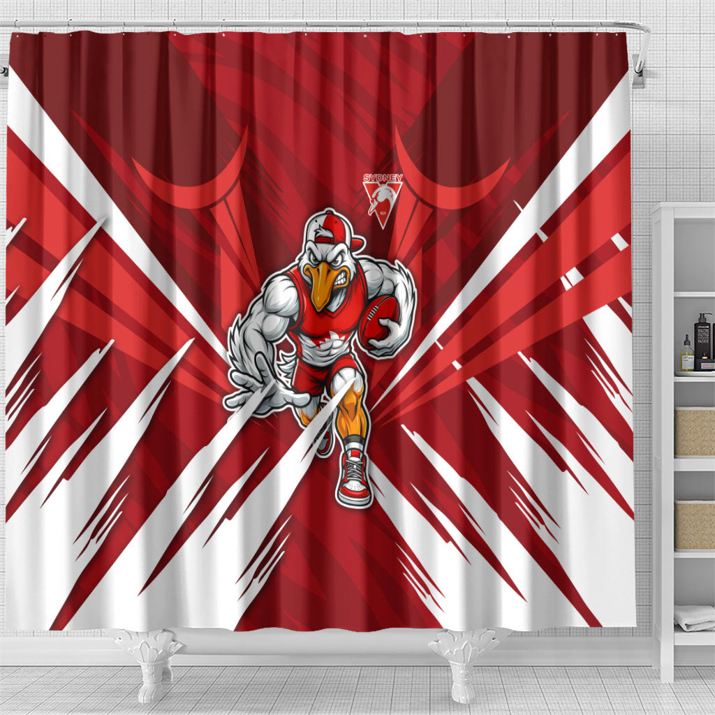Sydney Swans Australian Football Shower Curtain Muscular Swan Mascot - Bold Team Colors