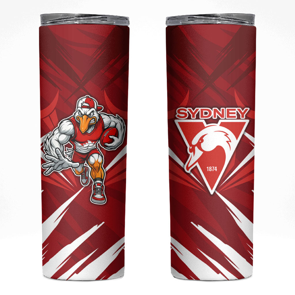 Sydney Swans Australian Football Skinny Tumbler Muscular Swan Mascot - Bold Team Colors