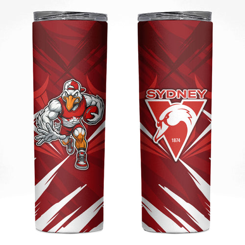 Sydney Swans Australian Football Skinny Tumbler Muscular Swan Mascot - Bold Team Colors
