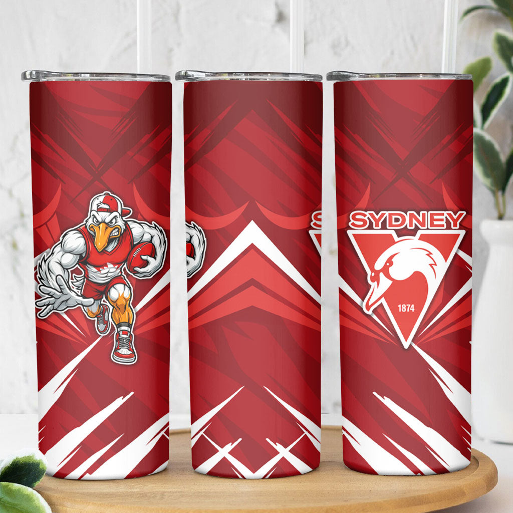 Sydney Swans Australian Football Skinny Tumbler Muscular Swan Mascot - Bold Team Colors