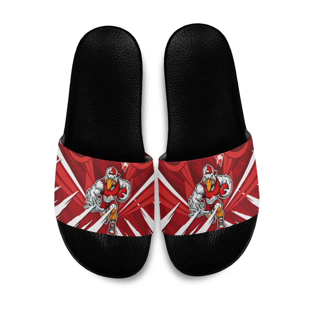 Sydney Swans Australian Football Slide Sandals Muscular Swan Mascot - Bold Team Colors