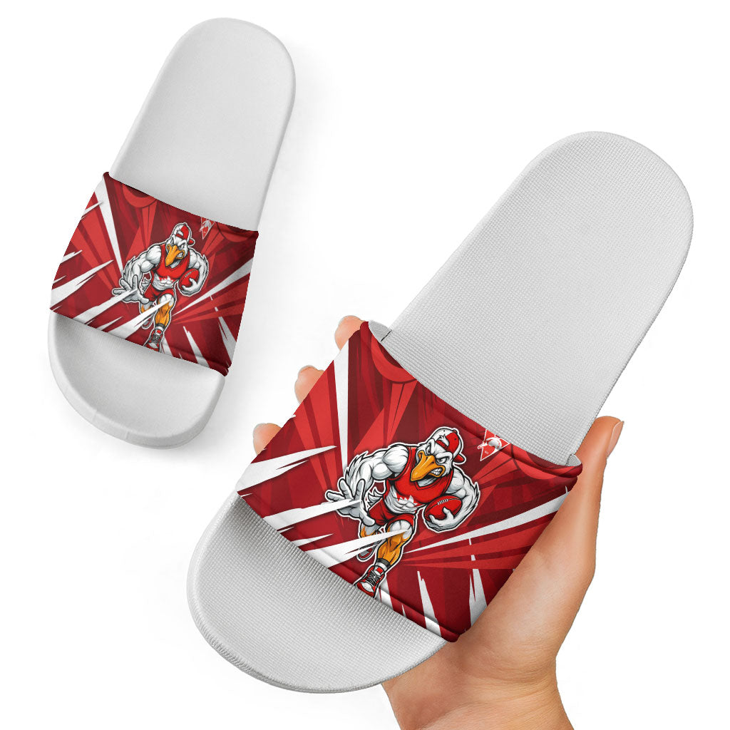 Sydney Swans Australian Football Slide Sandals Muscular Swan Mascot - Bold Team Colors