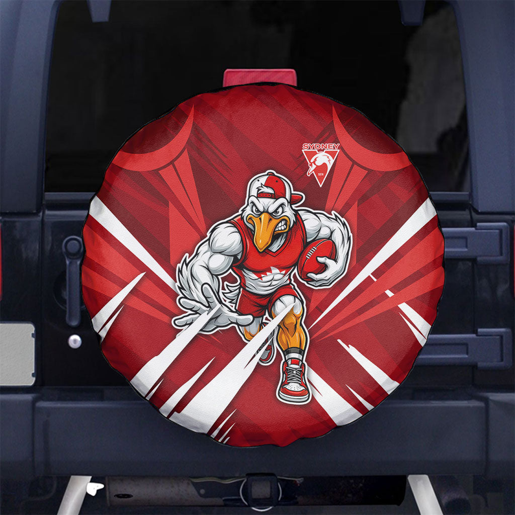 Sydney Swans Australian Football Spare Tire Cover Muscular Swan Mascot - Bold Team Colors