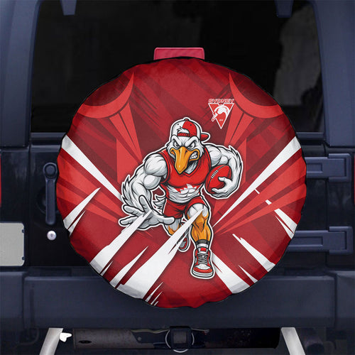 Sydney Swans Australian Football Spare Tire Cover Muscular Swan Mascot - Bold Team Colors