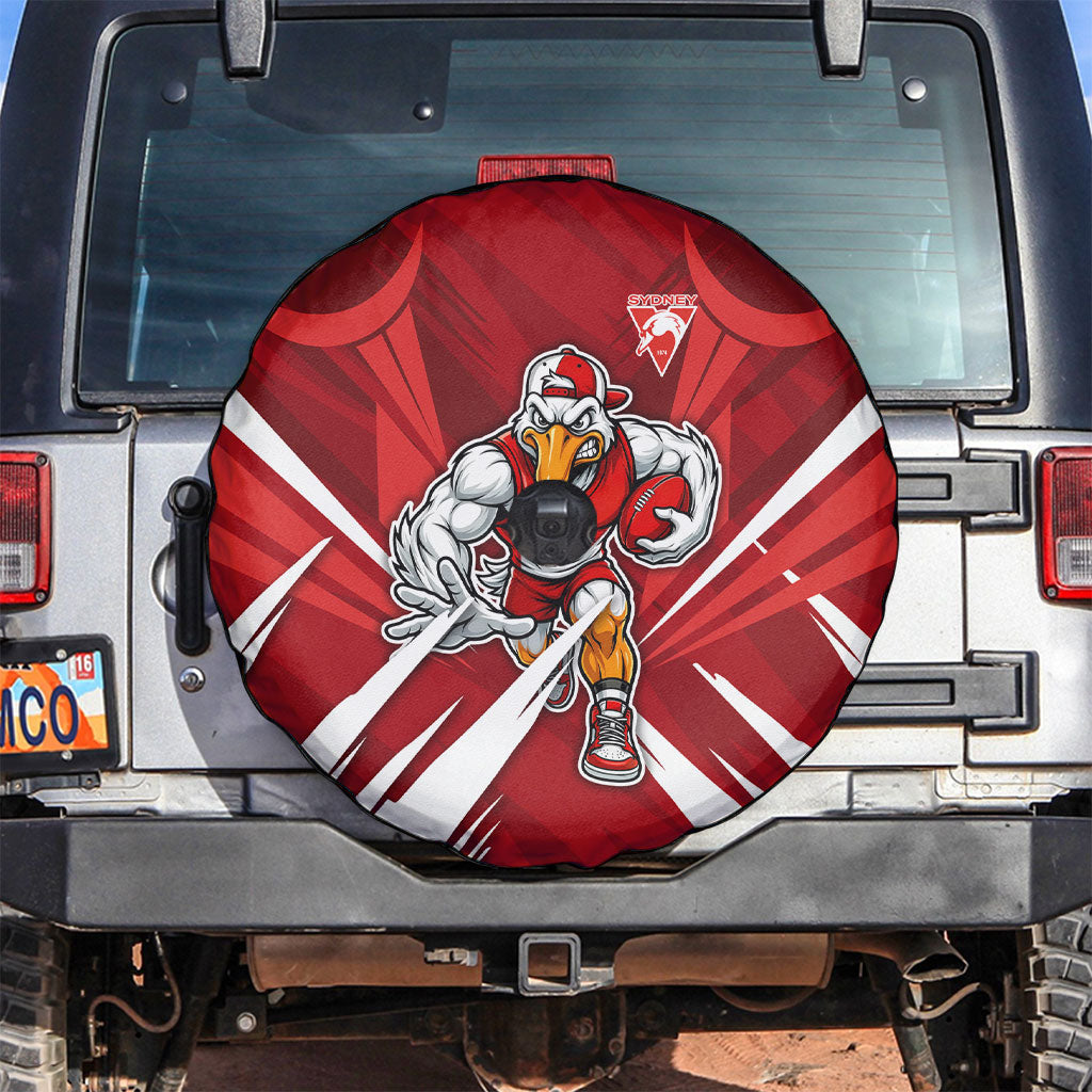 Sydney Swans Australian Football Spare Tire Cover Muscular Swan Mascot - Bold Team Colors