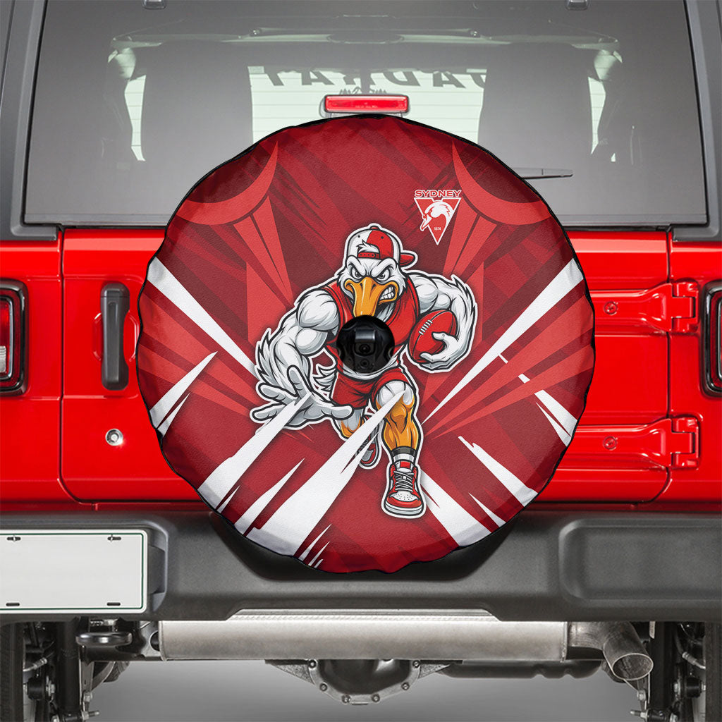 Sydney Swans Australian Football Spare Tire Cover Muscular Swan Mascot - Bold Team Colors