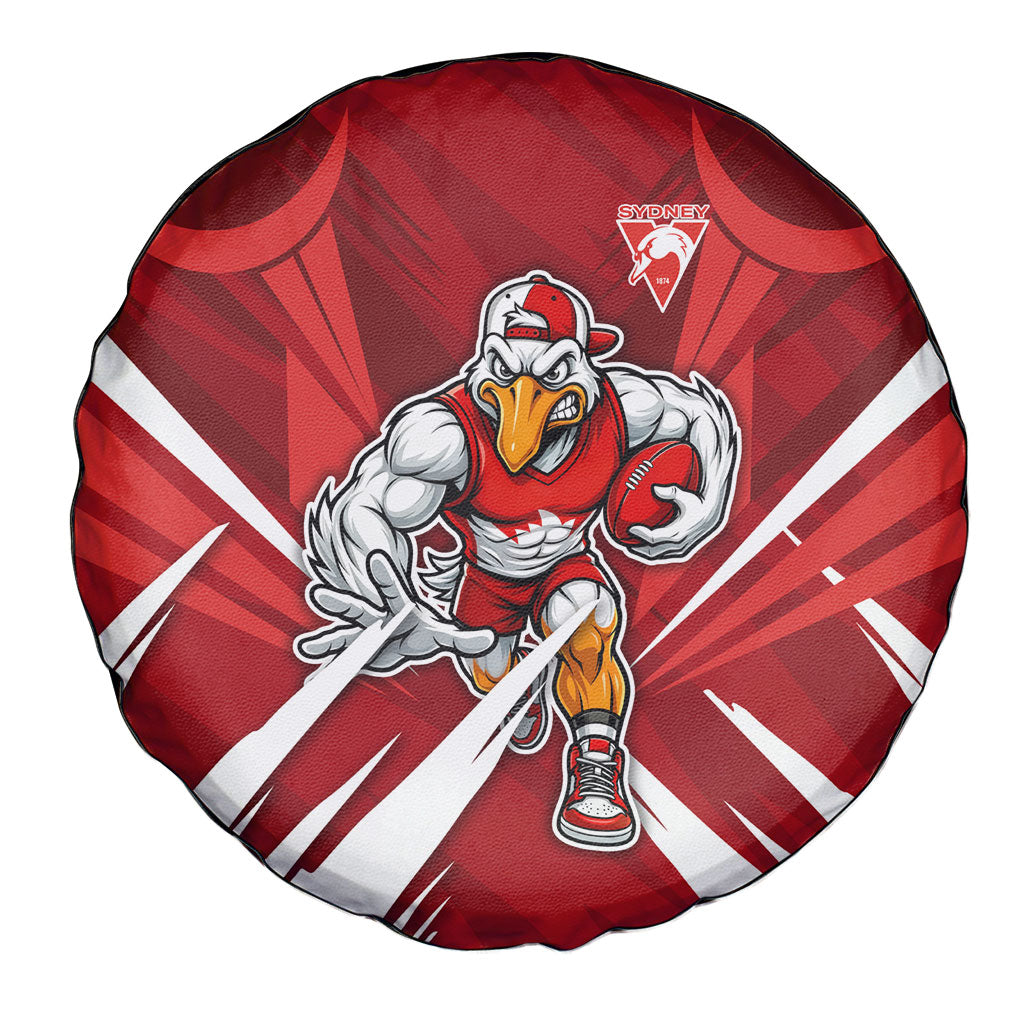 Sydney Swans Australian Football Spare Tire Cover Muscular Swan Mascot - Bold Team Colors