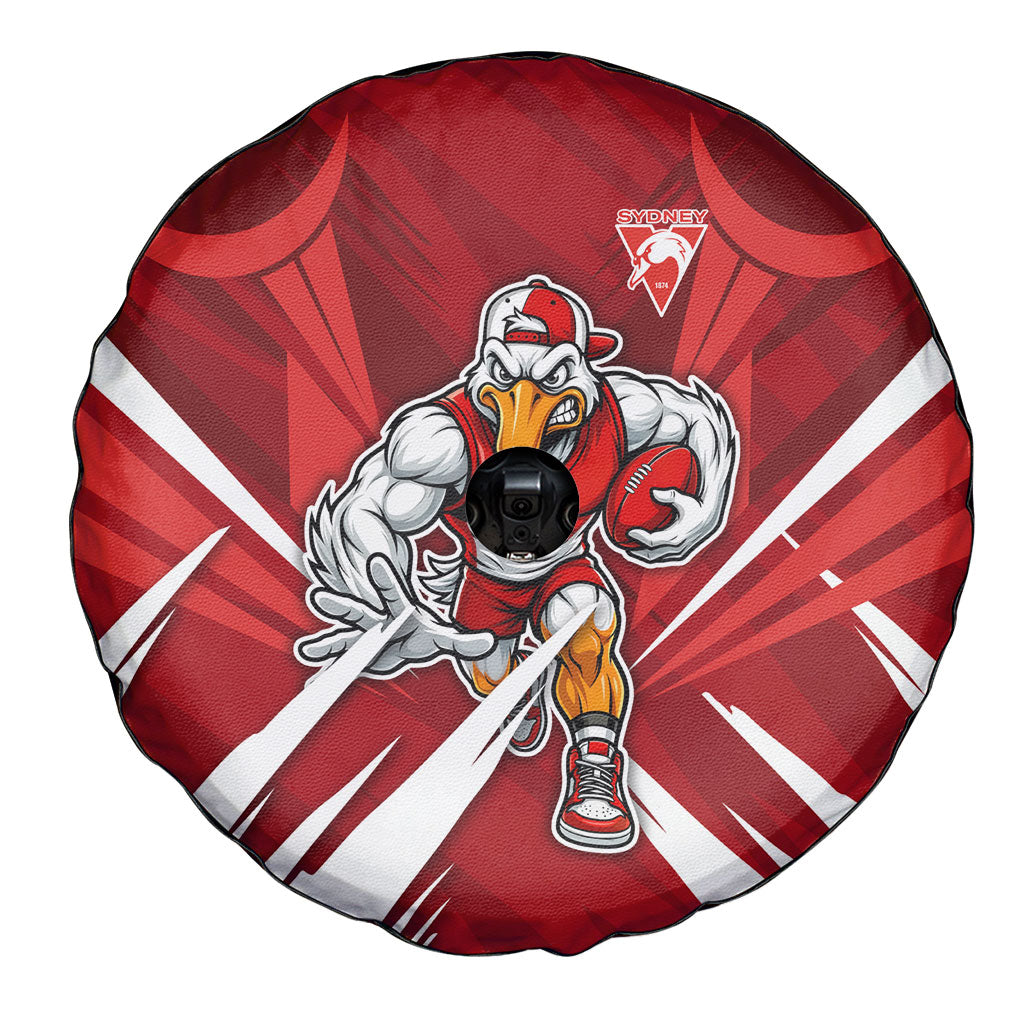 Sydney Swans Australian Football Spare Tire Cover Muscular Swan Mascot - Bold Team Colors
