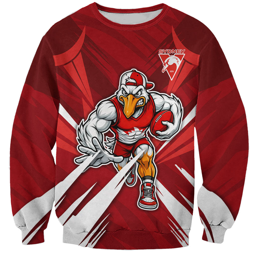Sydney Swans Australian Football Sweatshirt Muscular Swan Mascot - Bold Team Colors