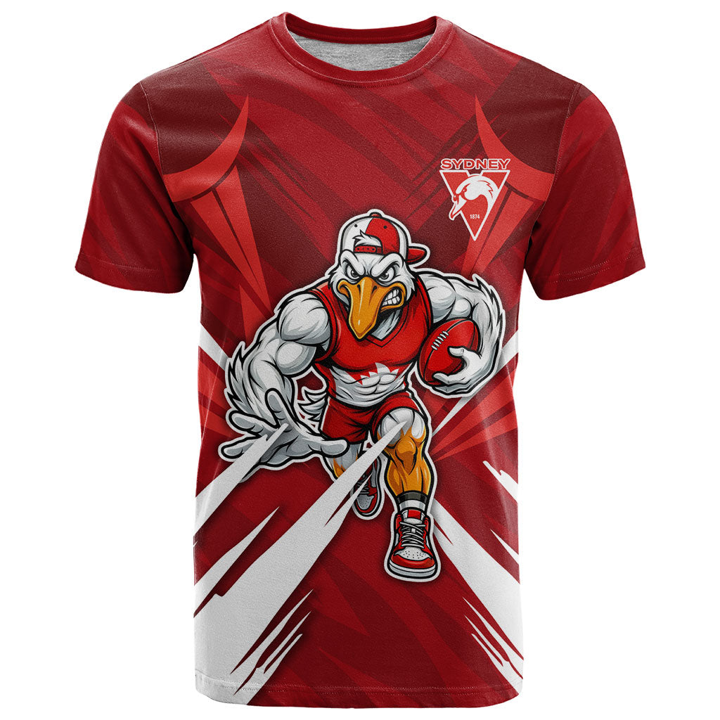 Sydney Swans Australian Football T Shirt Muscular Swan Mascot - Bold Team Colors
