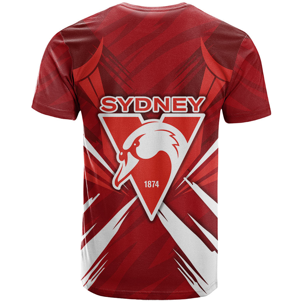 Sydney Swans Australian Football T Shirt Muscular Swan Mascot - Bold Team Colors