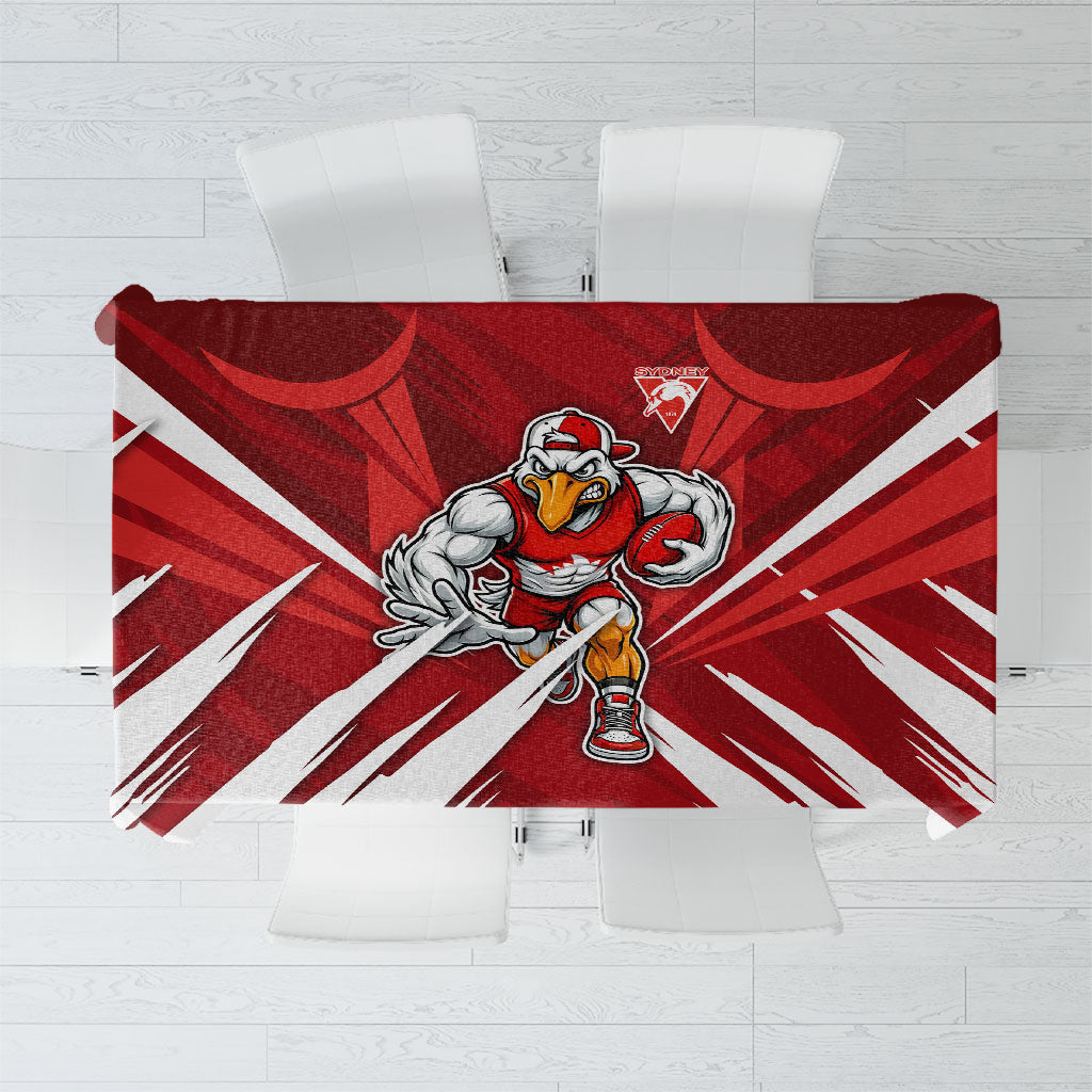 Sydney Swans Australian Football Tablecloth Muscular Swan Mascot - Bold Team Colors
