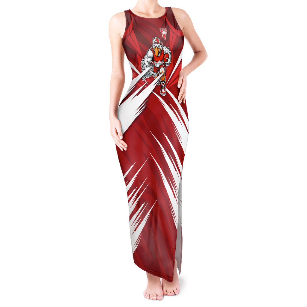 Sydney Swans Australian Football Tank Maxi Dress Muscular Swan Mascot - Bold Team Colors