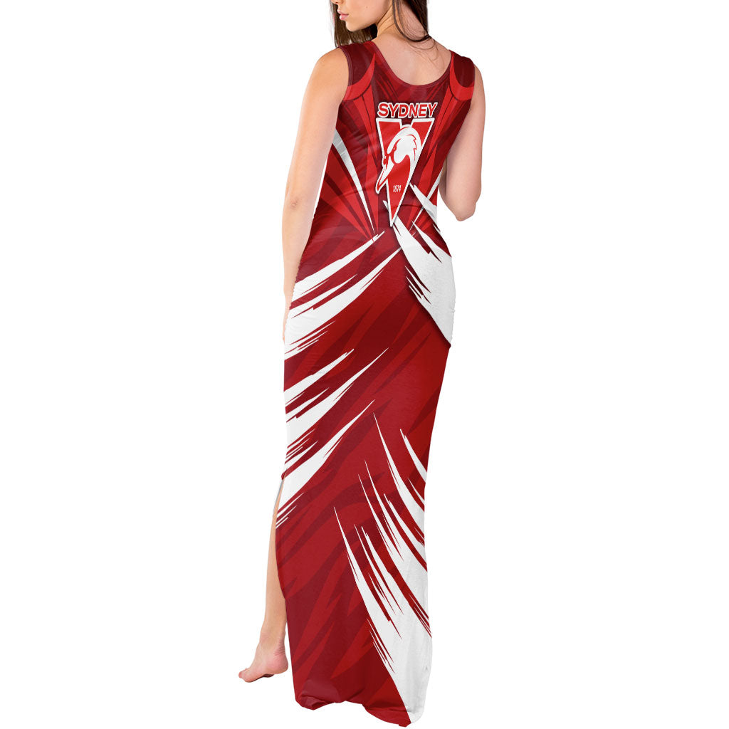 Sydney Swans Australian Football Tank Maxi Dress Muscular Swan Mascot - Bold Team Colors