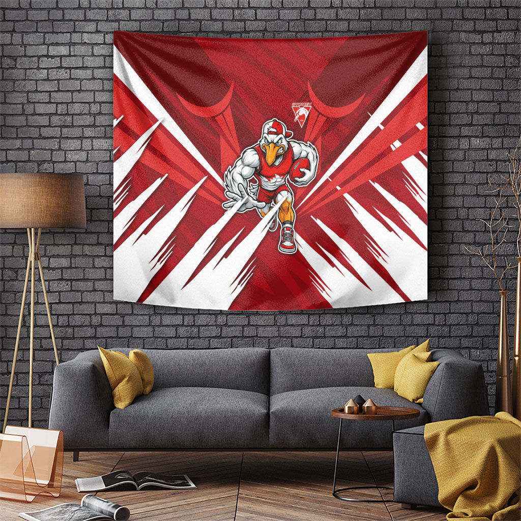 Sydney Swans Australian Football Tapestry Muscular Swan Mascot - Bold Team Colors