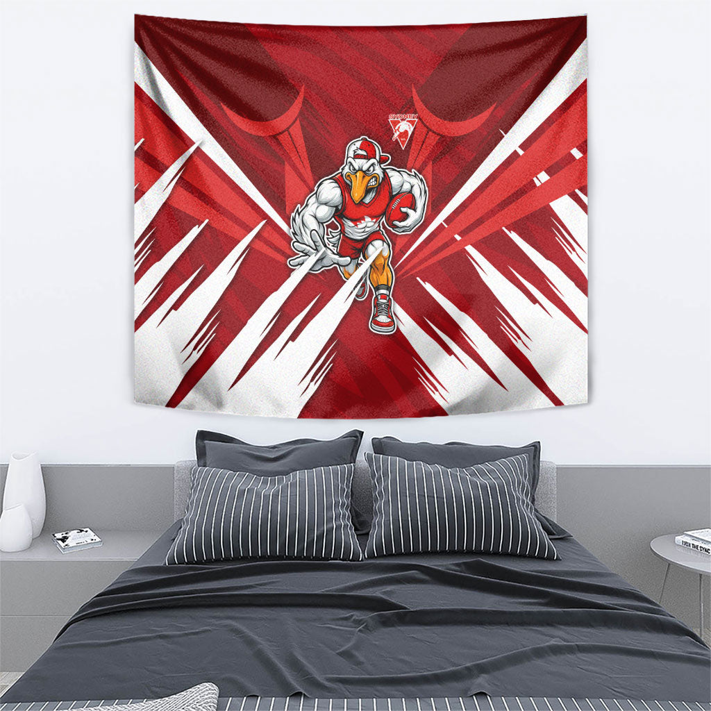 Sydney Swans Australian Football Tapestry Muscular Swan Mascot - Bold Team Colors
