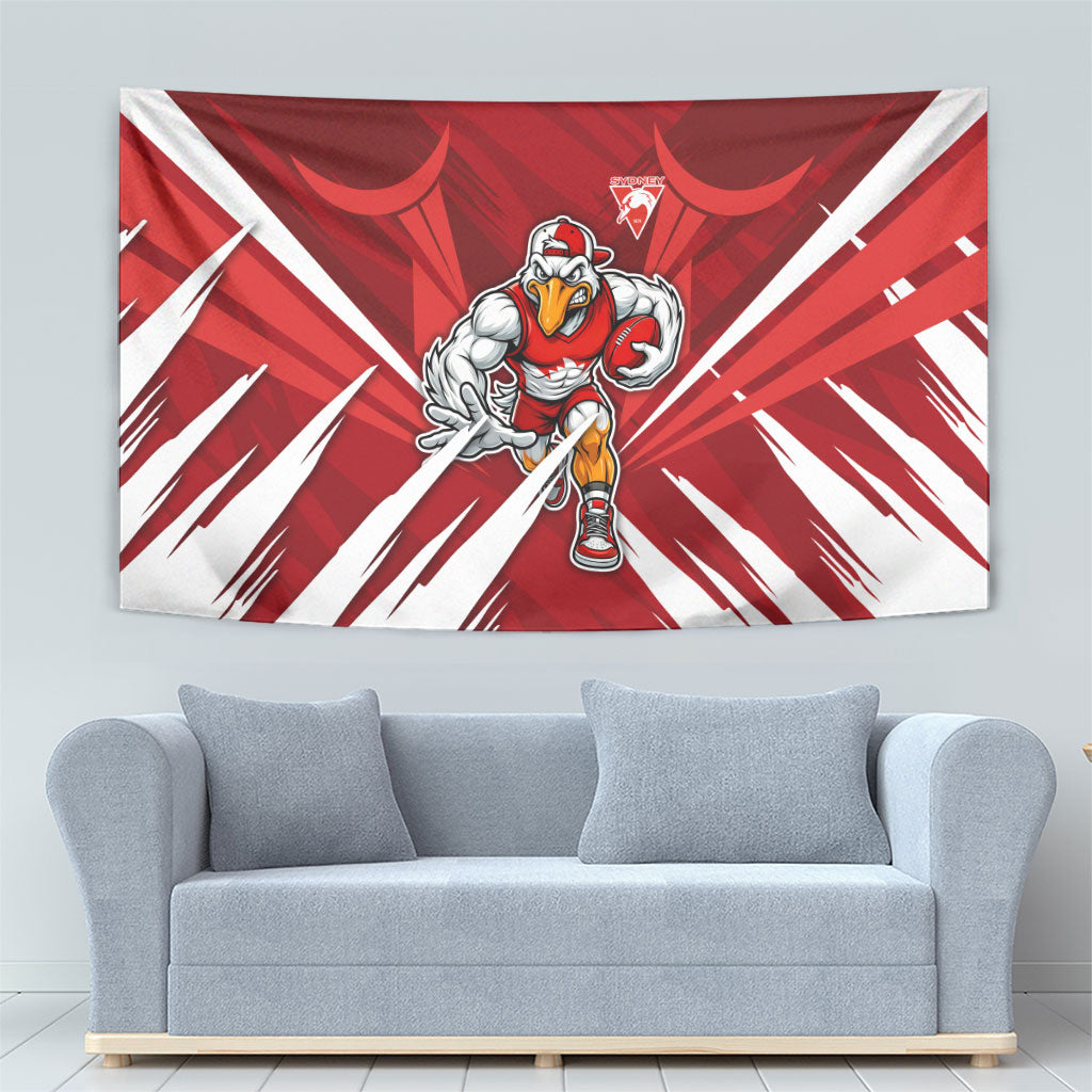 Sydney Swans Australian Football Tapestry Muscular Swan Mascot - Bold Team Colors