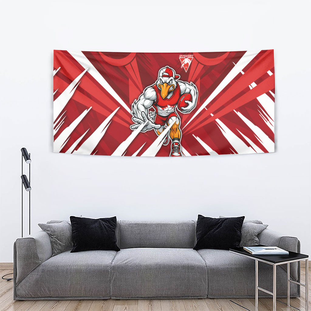 Sydney Swans Australian Football Tapestry Muscular Swan Mascot - Bold Team Colors