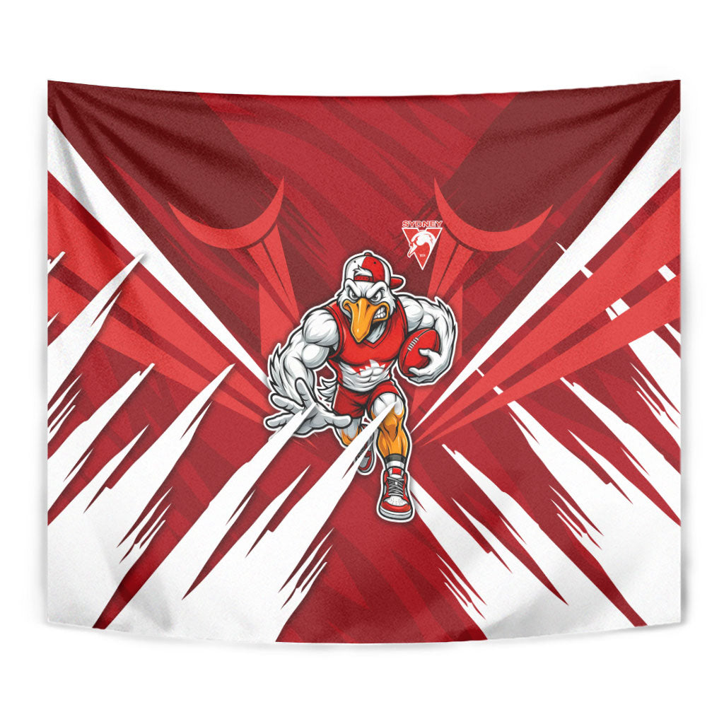 Sydney Swans Australian Football Tapestry Muscular Swan Mascot - Bold Team Colors