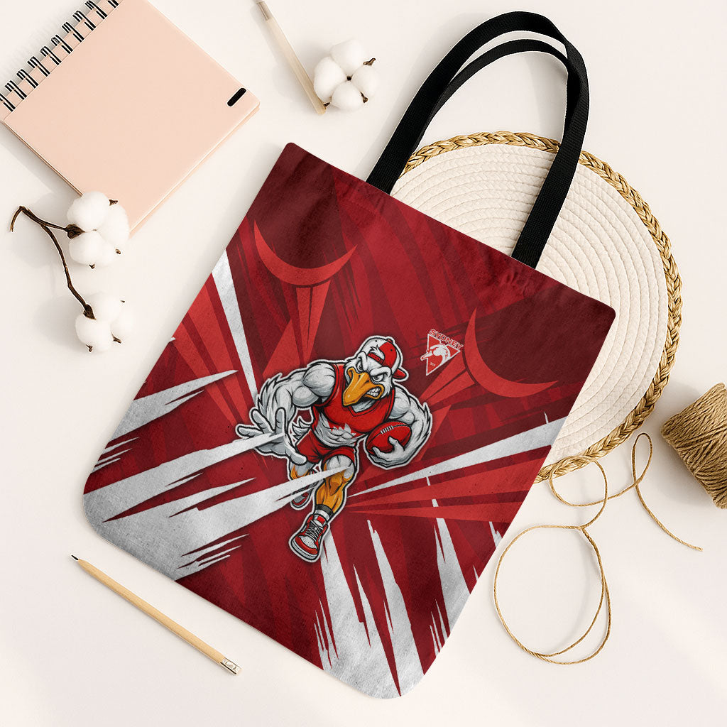 Sydney Swans Australian Football Tote Bag Muscular Swan Mascot - Bold Team Colors