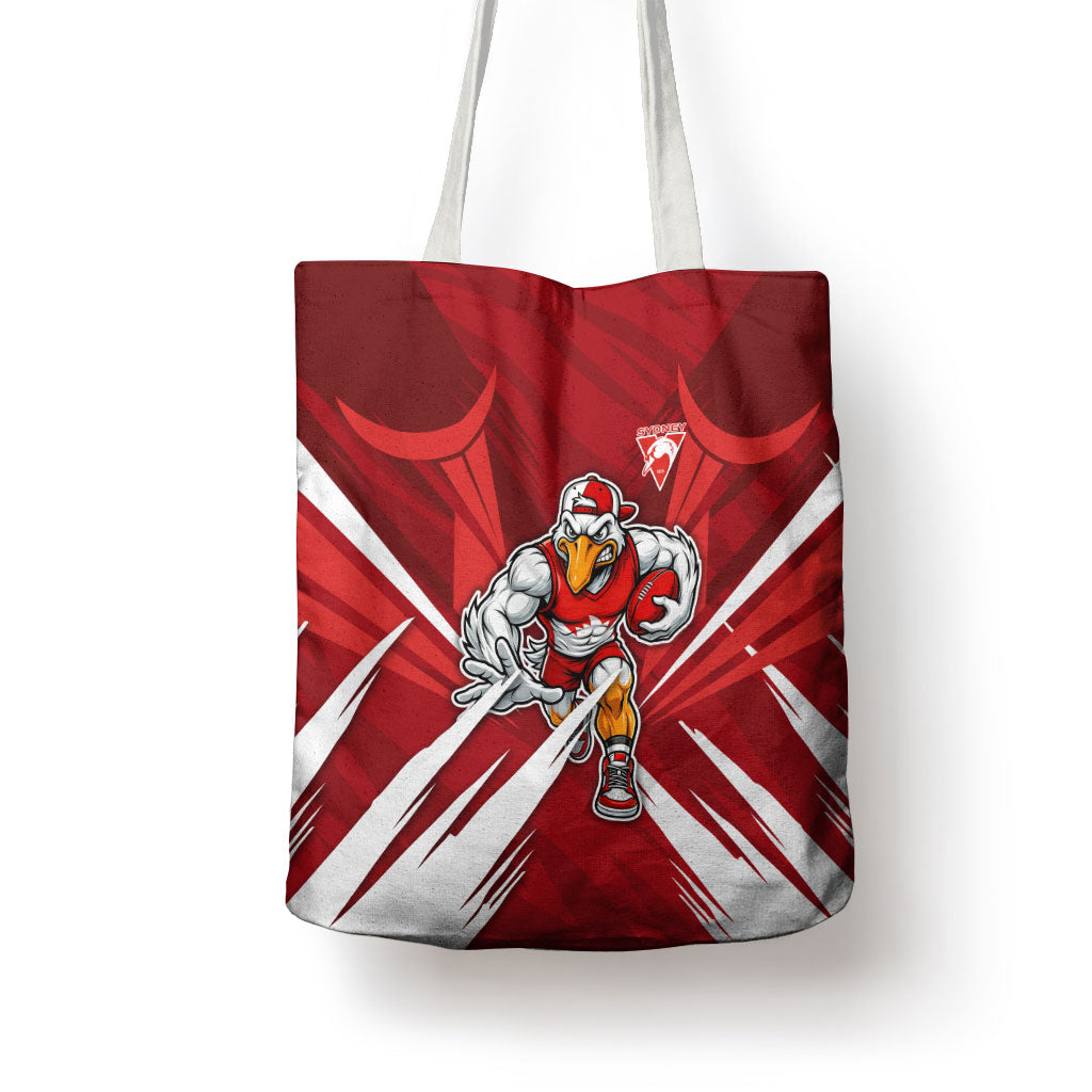 Sydney Swans Australian Football Tote Bag Muscular Swan Mascot - Bold Team Colors