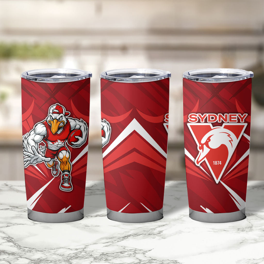 Sydney Swans Australian Football Tumbler Cup Muscular Swan Mascot - Bold Team Colors