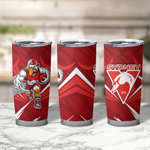 Sydney Swans Australian Football Tumbler Cup Muscular Swan Mascot - Bold Team Colors