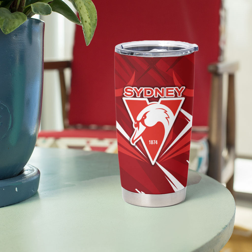 Sydney Swans Australian Football Tumbler Cup Muscular Swan Mascot - Bold Team Colors