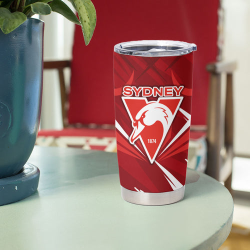 Sydney Swans Australian Football Tumbler Cup Muscular Swan Mascot - Bold Team Colors