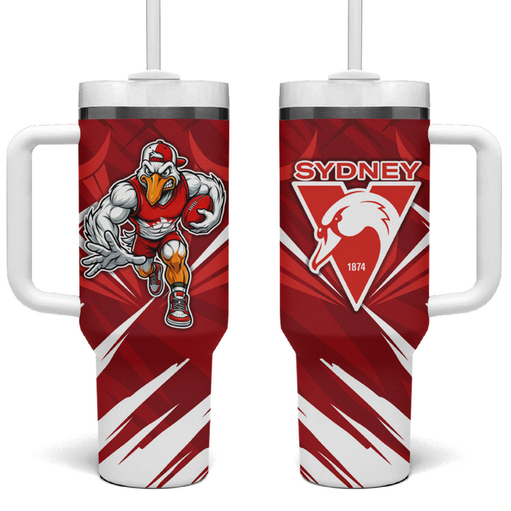 Sydney Swans Australian Football Tumbler With Handle Muscular Swan Mascot - Bold Team Colors