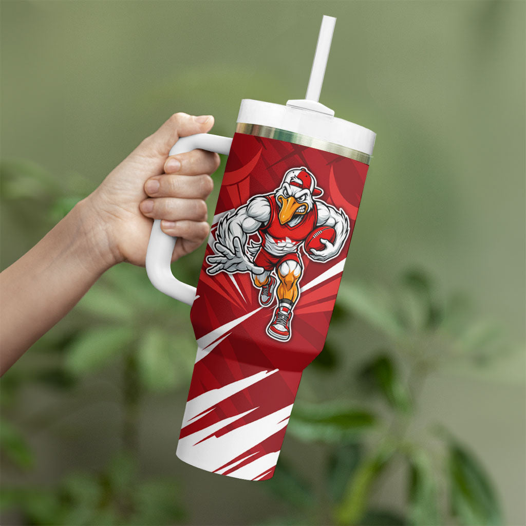 Sydney Swans Australian Football Tumbler With Handle Muscular Swan Mascot - Bold Team Colors