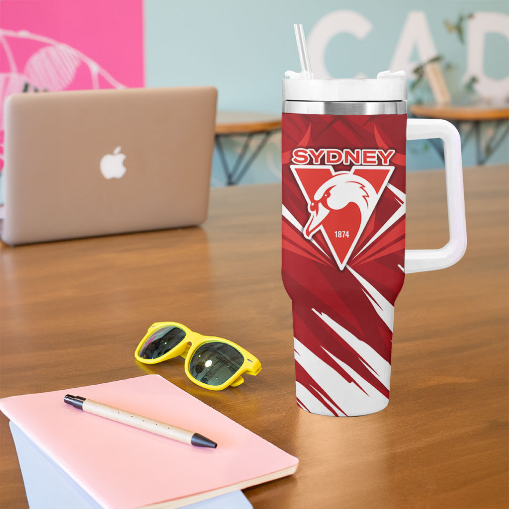 Sydney Swans Australian Football Tumbler With Handle Muscular Swan Mascot - Bold Team Colors
