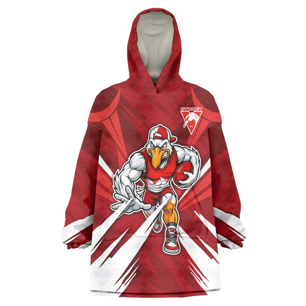 Sydney Swans Australian Football Wearable Blanket Hoodie Muscular Swan Mascot - Bold Team Colors