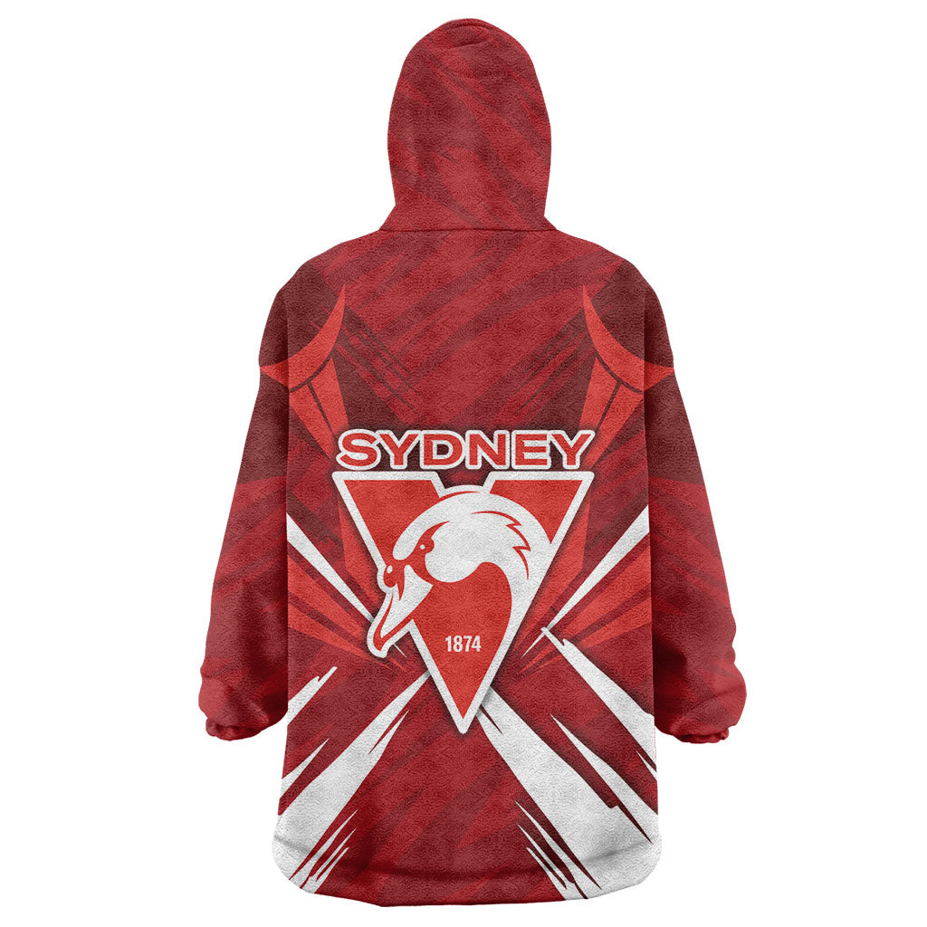 Sydney Swans Australian Football Wearable Blanket Hoodie Muscular Swan Mascot - Bold Team Colors