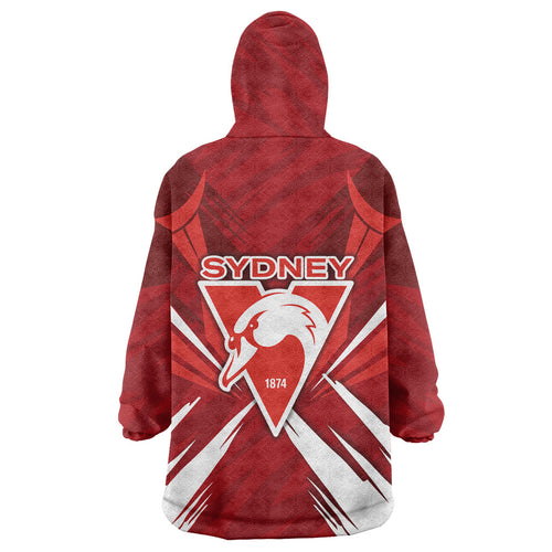 Sydney Swans Australian Football Wearable Blanket Hoodie Muscular Swan Mascot - Bold Team Colors