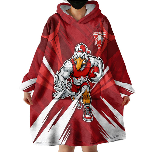 Sydney Swans Australian Football Wearable Blanket Hoodie Muscular Swan Mascot - Bold Team Colors