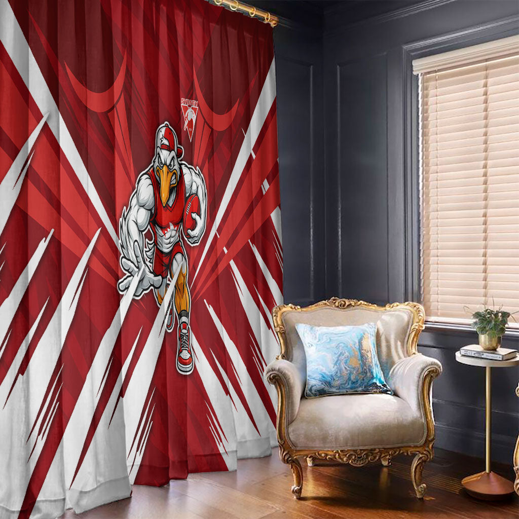 Sydney Swans Australian Football Window Curtain Muscular Swan Mascot - Bold Team Colors