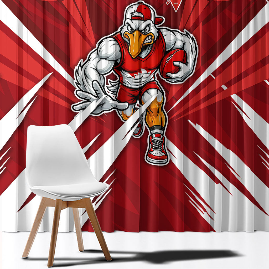 Sydney Swans Australian Football Window Curtain Muscular Swan Mascot - Bold Team Colors