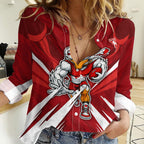 Sydney Swans Australian Football Women Casual Shirt Muscular Swan Mascot - Bold Team Colors