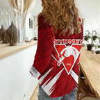 Sydney Swans Australian Football Women Casual Shirt Muscular Swan Mascot - Bold Team Colors
