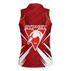 Sydney Swans Australian Football Women Sleeveless Polo Shirt Muscular Swan Mascot - Bold Team Colors