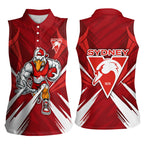 Sydney Swans Australian Football Women Sleeveless Polo Shirt Muscular Swan Mascot - Bold Team Colors