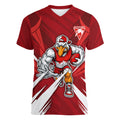 Sydney Swans Australian Football Women V-Neck T-Shirt Muscular Swan Mascot - Bold Team Colors