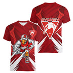 Sydney Swans Australian Football Women V-Neck T-Shirt Muscular Swan Mascot - Bold Team Colors