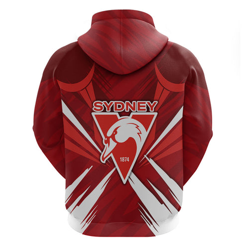 Sydney Swans Australian Football Zip Hoodie Muscular Swan Mascot - Bold Team Colors