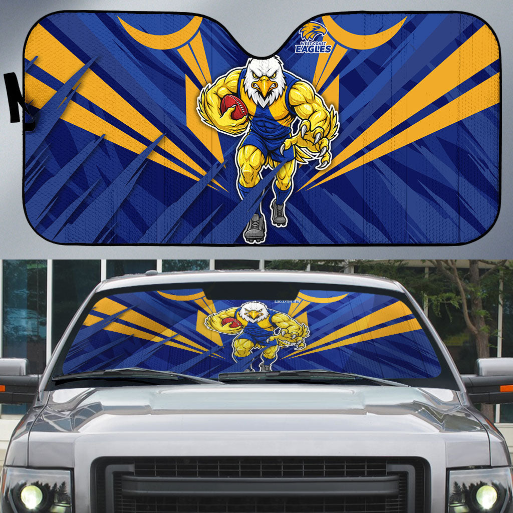 West Coast Eagles Australian Football Auto Sun Shade Powerful Eagle Mascot - Bold Team Colors