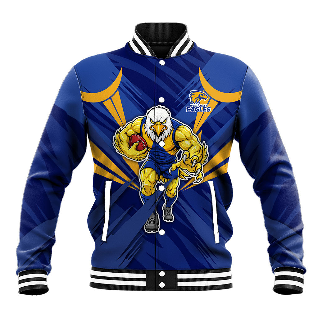 West Coast Eagles Australian Football Baseball Jacket Powerful Eagle Mascot - Bold Team Colors