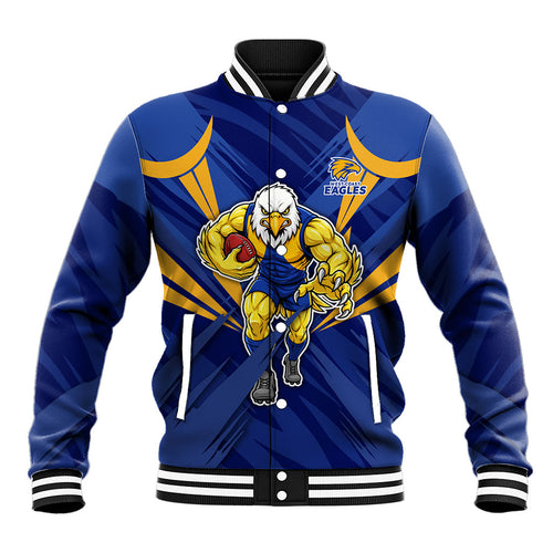 West Coast Eagles Australian Football Baseball Jacket Powerful Eagle Mascot - Bold Team Colors